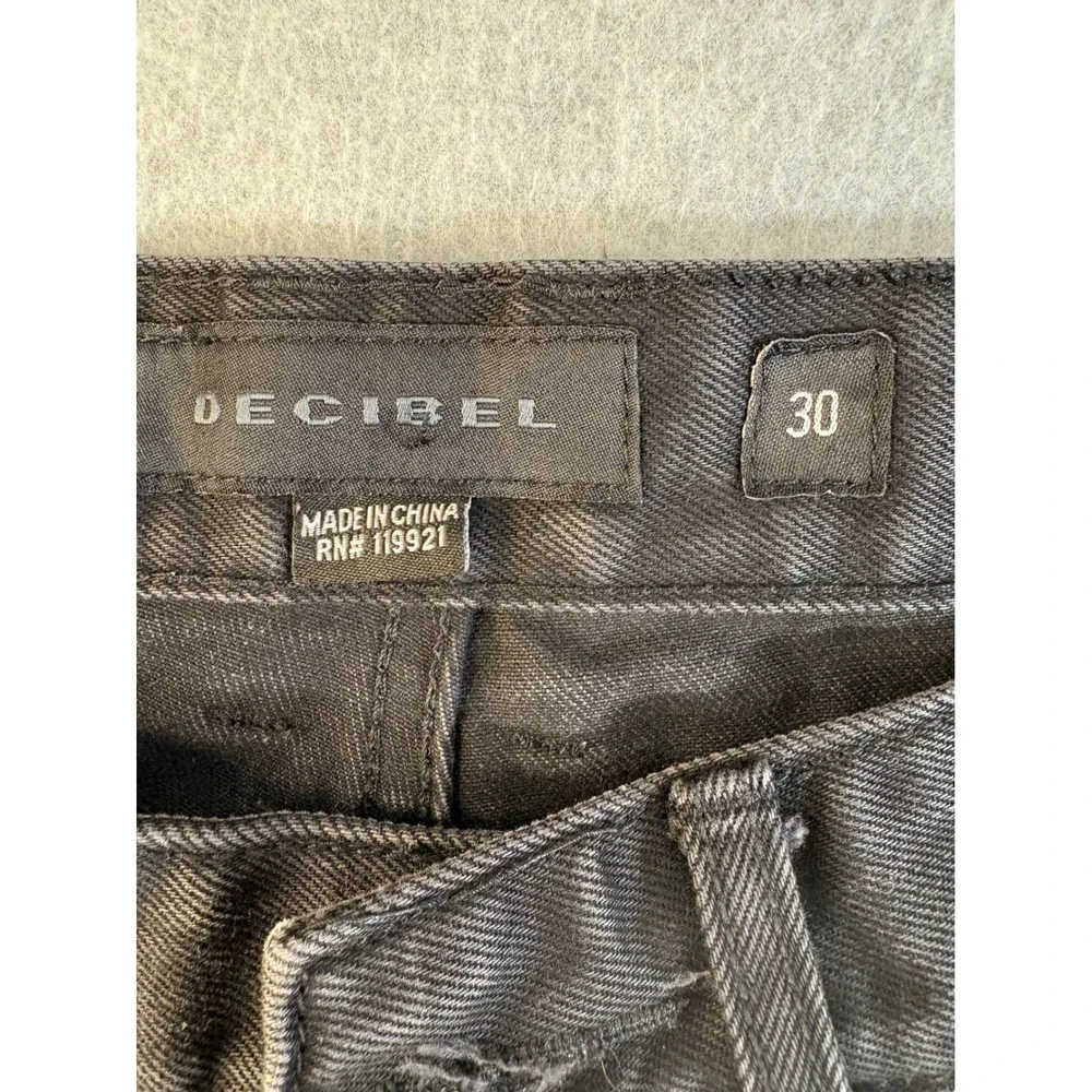 Decibel Mens Distressed Denim Shorts Black Ripped Frayed Hem Size 30